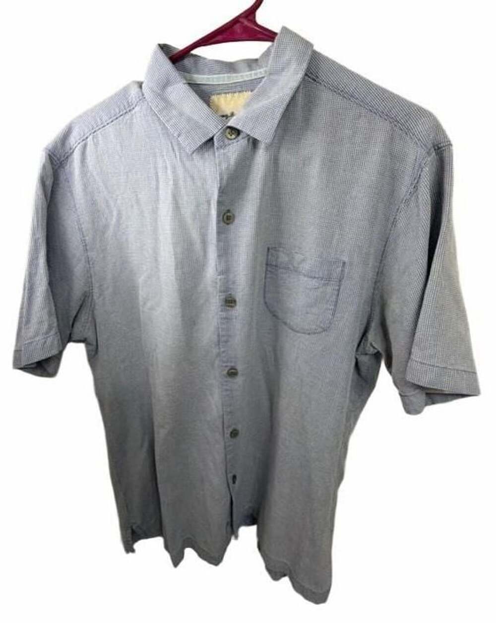 Tommy Bahama Shirt Mens M Blue 80% Silk Cotton Embroidered Marlin Button Up